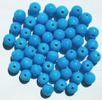 50 8mm Round Opaque Blue Glass Beads